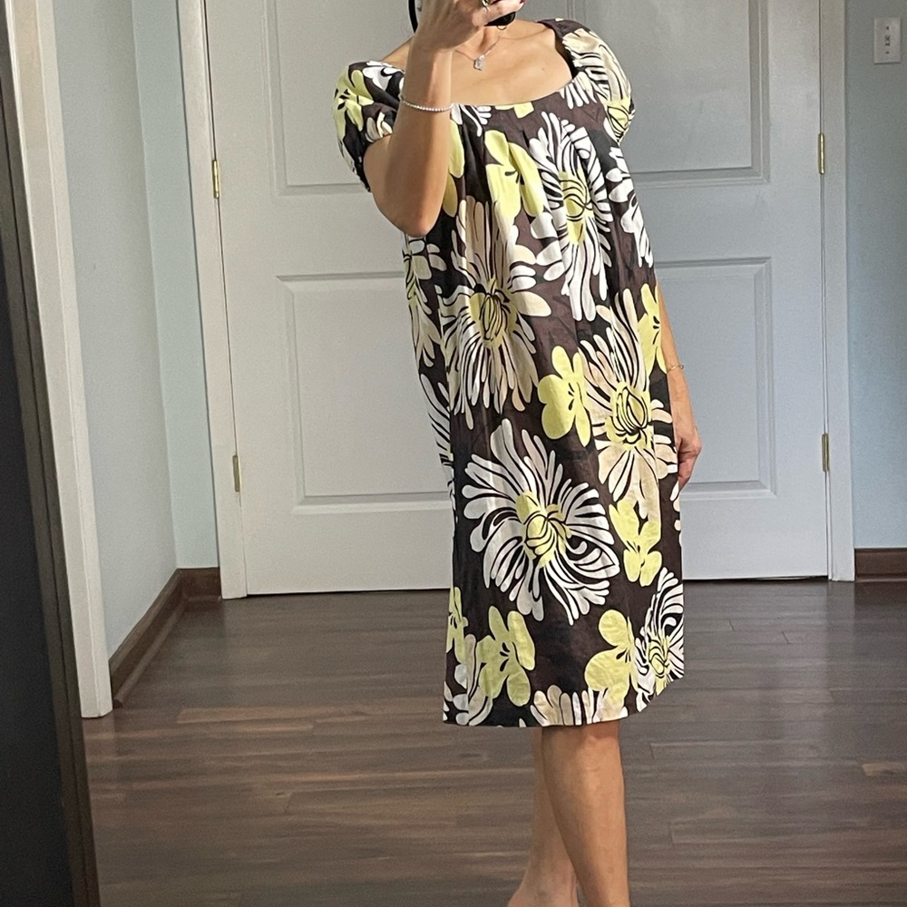 Chelsea & Theodore 100% Linen Floral Cap Sleeves Dress size 8 - Picture 5 of 11